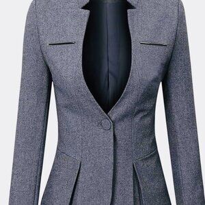 Yunclos Gray Tailored Blazer Gold Bar Detail Size XL